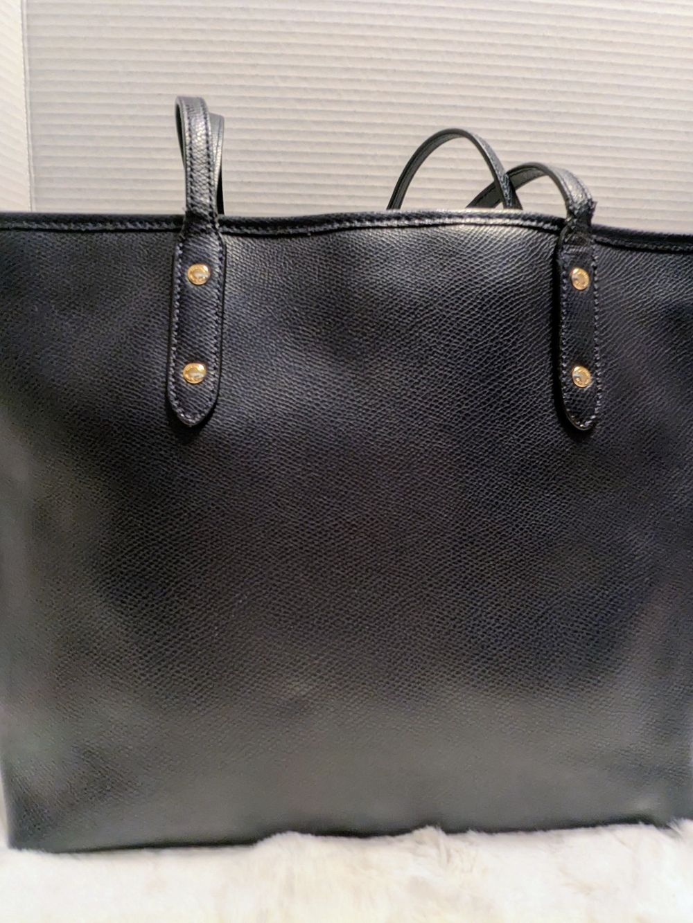 Navy Blue Faux Leather Tote - City Tote Style